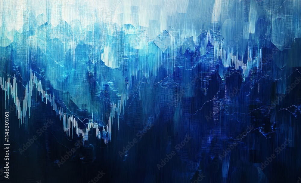 Abstract blue digital painting of a landscape with textured brushstrokes and a gradient of shades. Abstract blue digital painting of a landscape with textured brushstrokes and a gradient of shades.