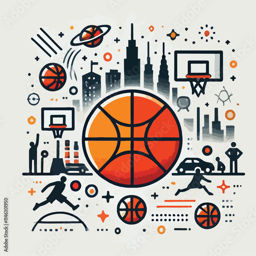 illustration of basketball, vector art