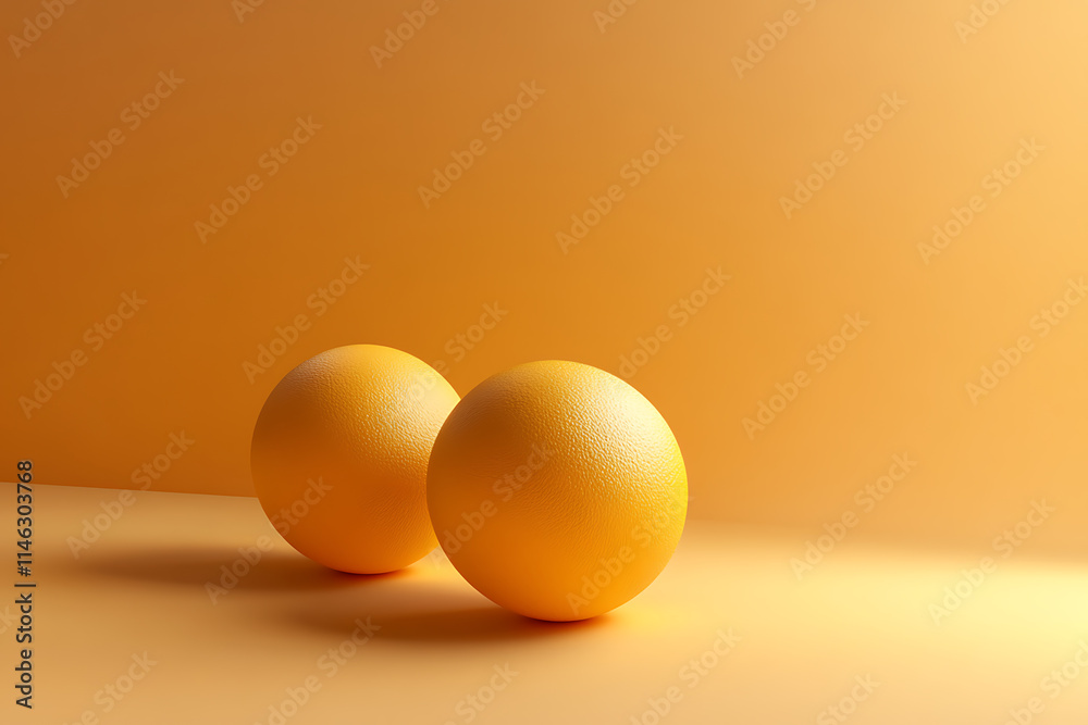 Two Vibrant Orange Spheres on a Pastel Background Two Vibrant Orange Spheres on a Pastel Background