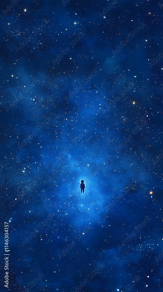 Fototapeta premium Space star and astronaut illustration poster background