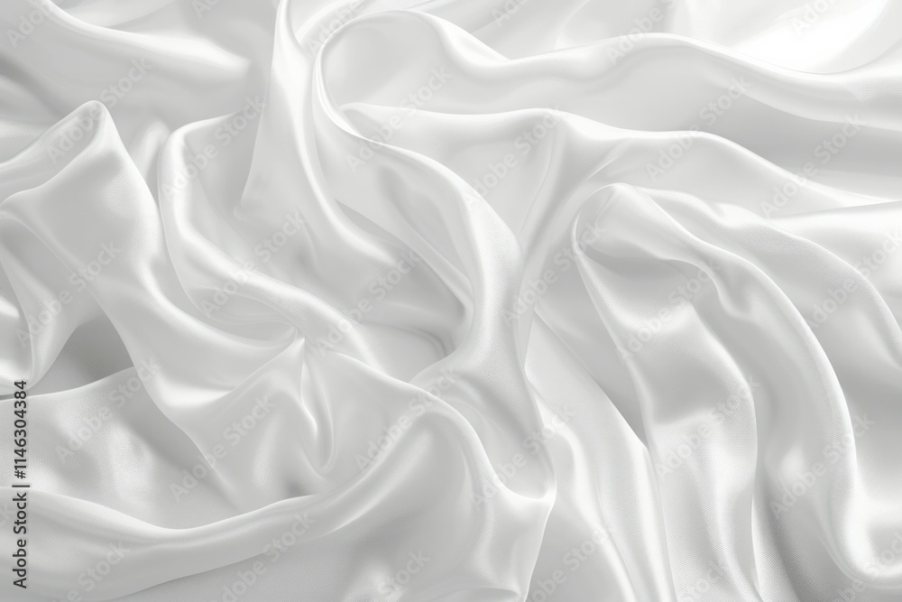 Obraz premium Glossy white satin fabric folds. Detailed photo textured background