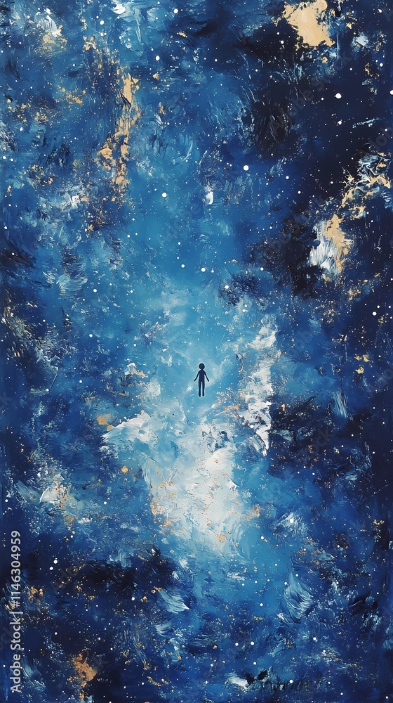 Fototapeta premium Space star and astronaut illustration poster background