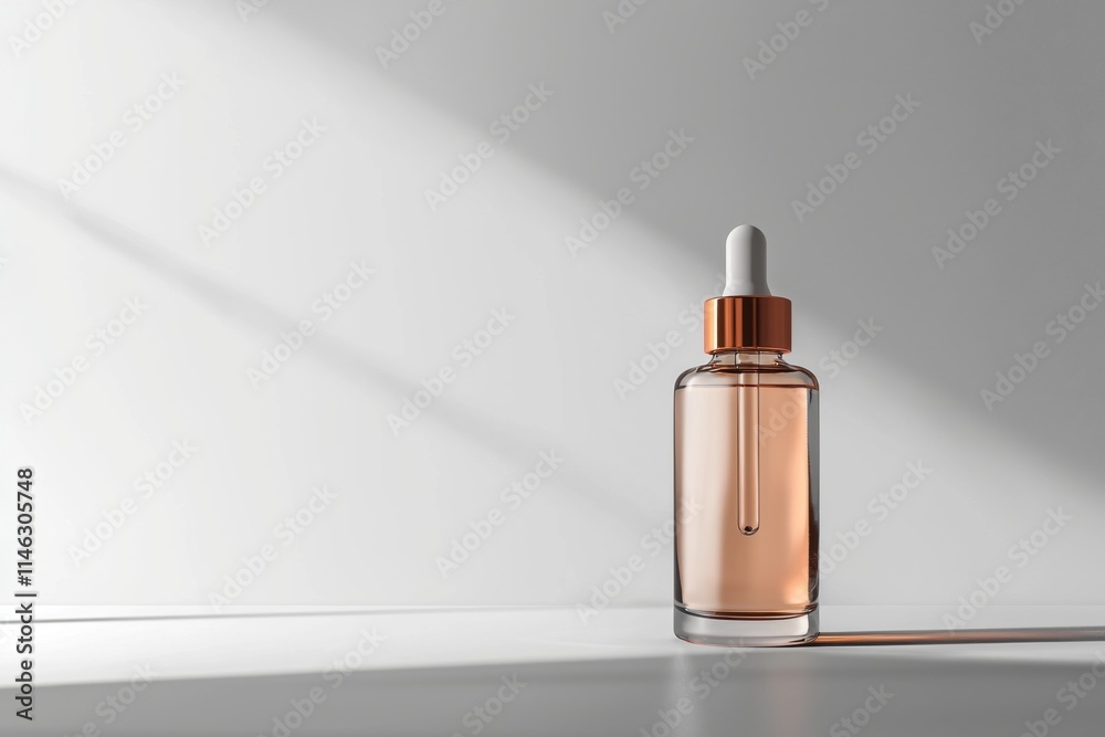 Captivating serum bottle with metallic cap and glass body minimalistic studio setting product photography modern aesthetics soft lighting beauty concept Captivating serum bottle with metallic cap and glass body minimalistic studio setting product photography modern aesthetics soft lighting beauty concept