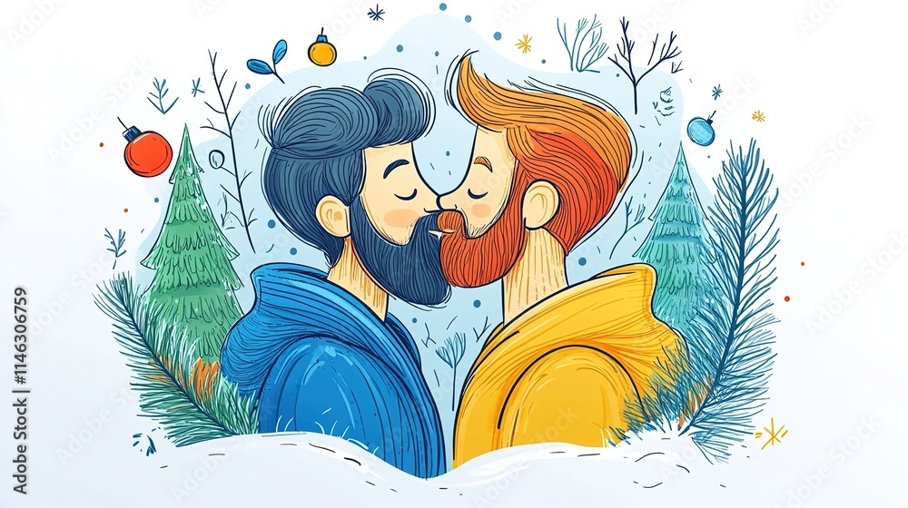 man kissing. Feelings of love and tenderness. New Year's card man kissing. Feelings of love and tenderness. New Year's card