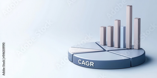 3D chart showing financial metrics and CAGR growth compound annual growth rate concept