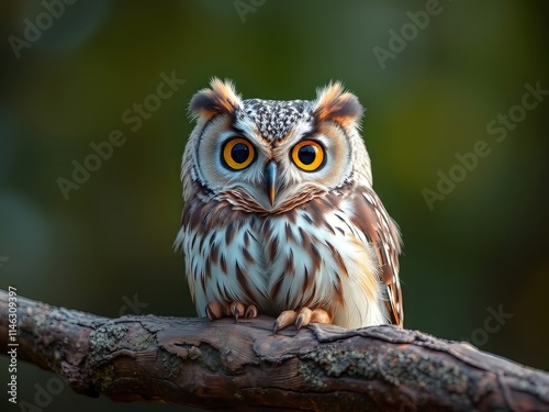 Close-up Owl on Textured Branch - Inquisitive Eyes photo