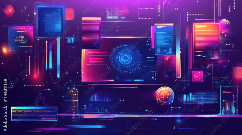 Obraz premium Software development abstract concept vector illustration set. Intelligent interface, interactive design visualization, information architecture, usability engineering, web design abstract metaphor.