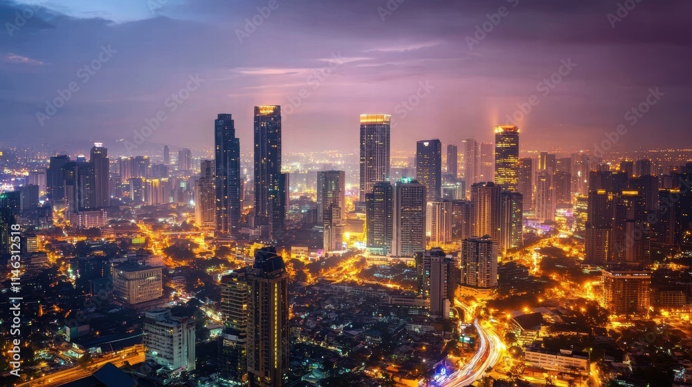 Obraz premium night view of modern city skyline