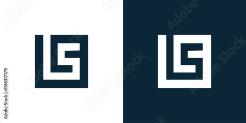 Abstract logo of letters L and S, abstract logo of letters L and S in rectangular shape