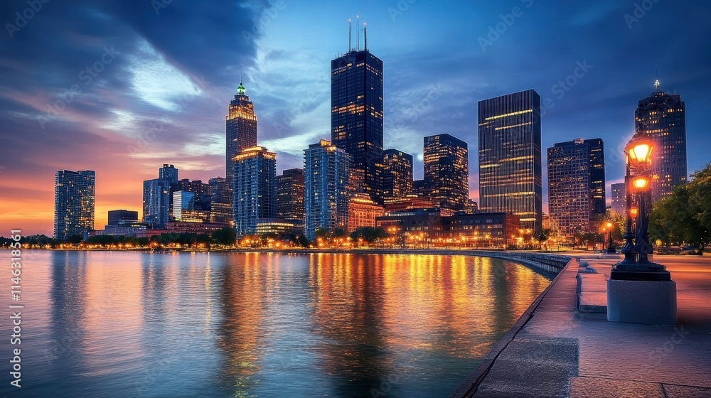 Fototapeta premium chicago cityscape at sunset