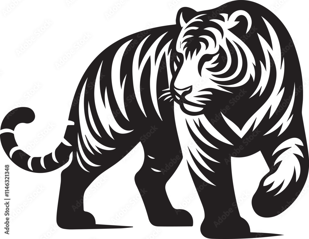tiger, tiger logo vector, tiger vector illustration, tiger silhouette vector black and white full body eps file tiger, tiger logo vector, tiger vector illustration, tiger silhouette vector black and white full body eps file