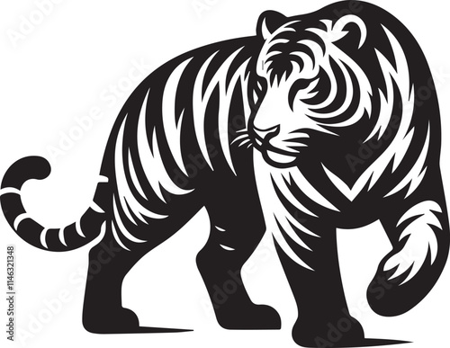 Wallpaper Mural tiger, tiger logo vector, tiger vector illustration, tiger silhouette vector black and white full body eps file Torontodigital.ca