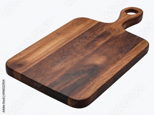 Wooden cutting board with handle, cut out photo