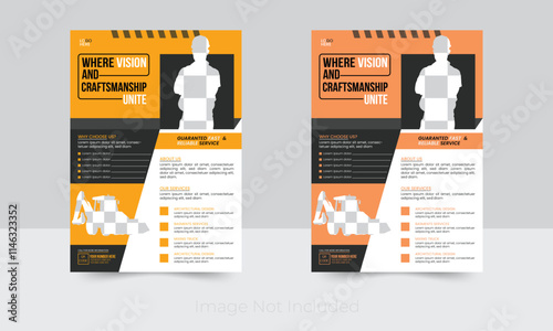 A sleek, professional flyer template tailored for construction and renovation businesses. Features a clean layout with bold visuals, customizable sections, and a strong call-to-action.
