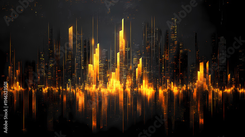 create a dark background, elements representing trading on the stock exchange participate in the background design