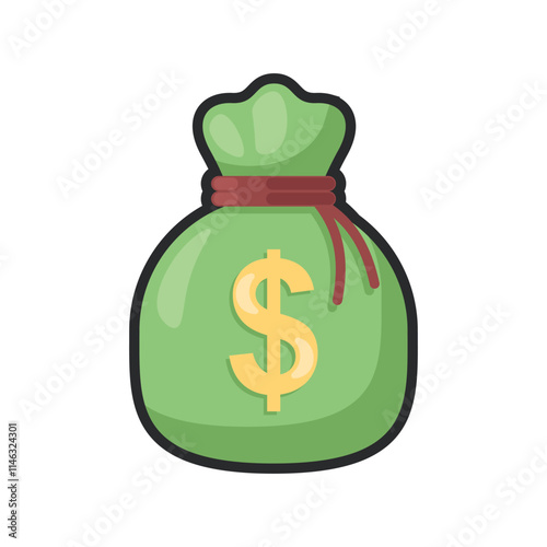 money bag with outline in flat vector design.