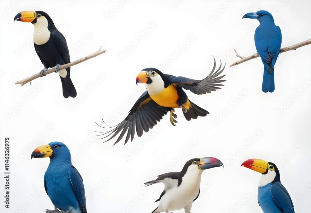 set of colorful birds set of colorful birds