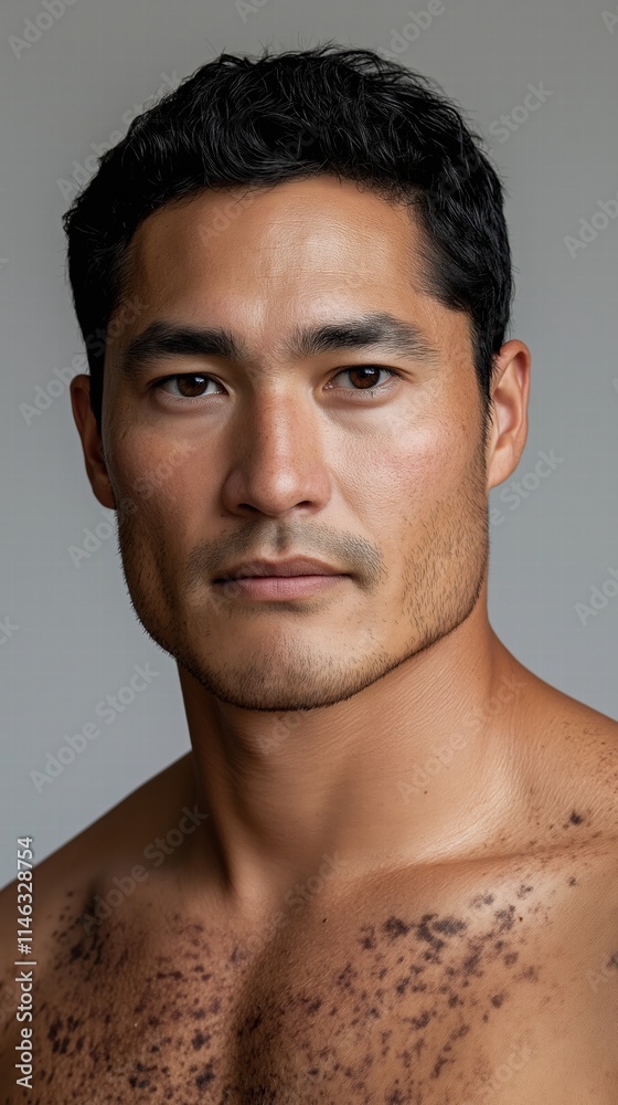 Obraz premium Portrait of a confident man studio photography neutral background close-up