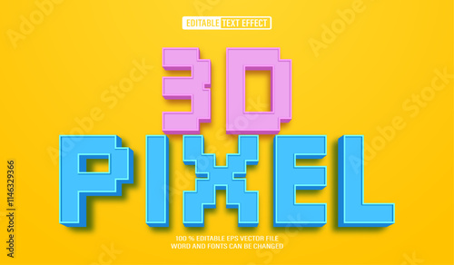 Editable 3d text style effect - Pixel Game text effect Template
