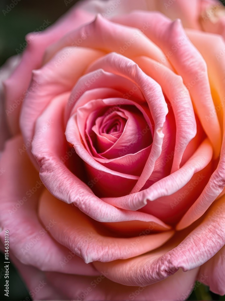Macro close-up of a blooming rose, highlighting intricate layered petals and soft random colors Macro close-up of a blooming rose, highlighting intricate layered petals and soft random colors