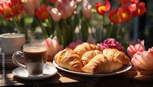 Mother s day celebration with breakfast coffee  photo