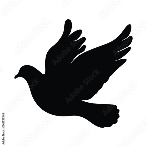 Dove silhouette illustration isolated on a white background