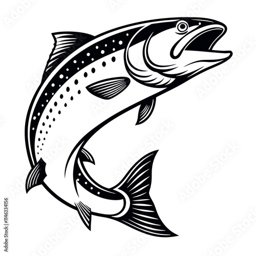 Atlantic Salmon Fish Vector Art  Illustration
