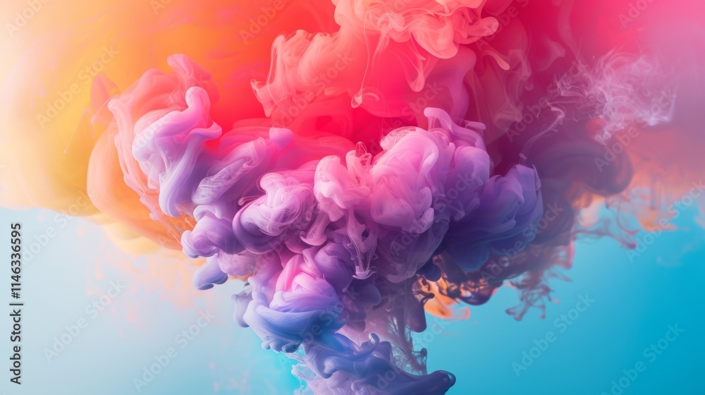 Vibrant colored smoke clouds in dynamic motion Vibrant colored smoke clouds in dynamic motion