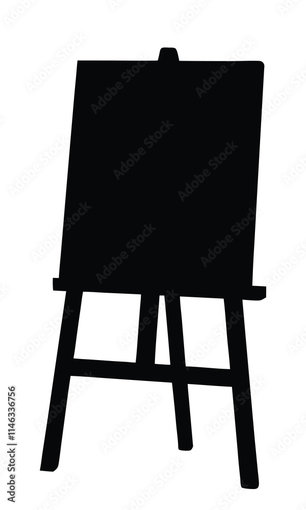 Painting with easel silhouette illustration isolated on a white background Painting with easel silhouette illustration isolated on a white background
