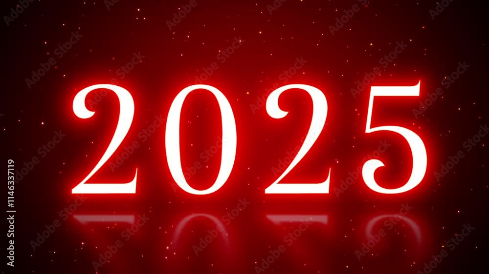 Glowing Year 2025 Bouncing with Glittering Particles Glowing Year 2025 Bouncing with Glittering Particles