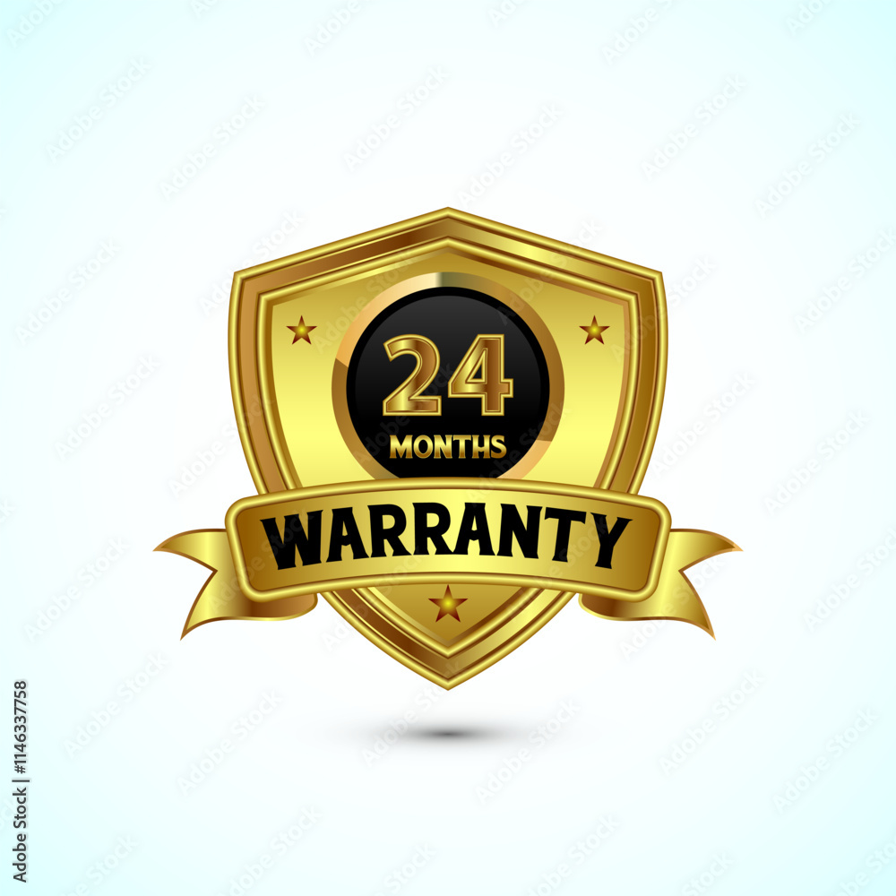 24 months warranty gold color shield badge with ribbon 24 months warranty gold color shield badge with ribbon
