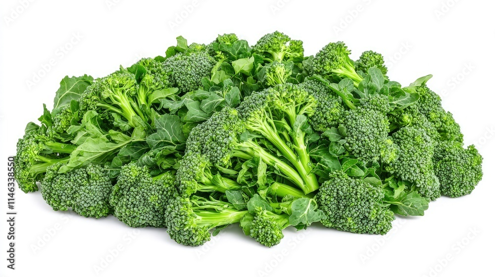 Fresh broccoli florets pile isolated on white. Fresh broccoli florets pile isolated on white.