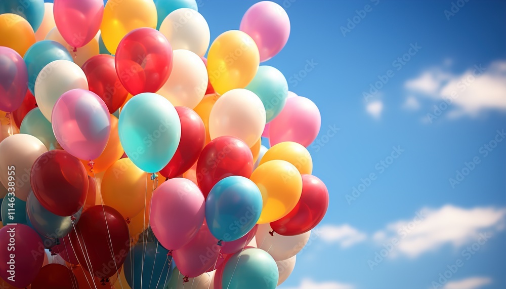 Balloons released into the sky on a festive day. Balloons released into the sky on a festive day.