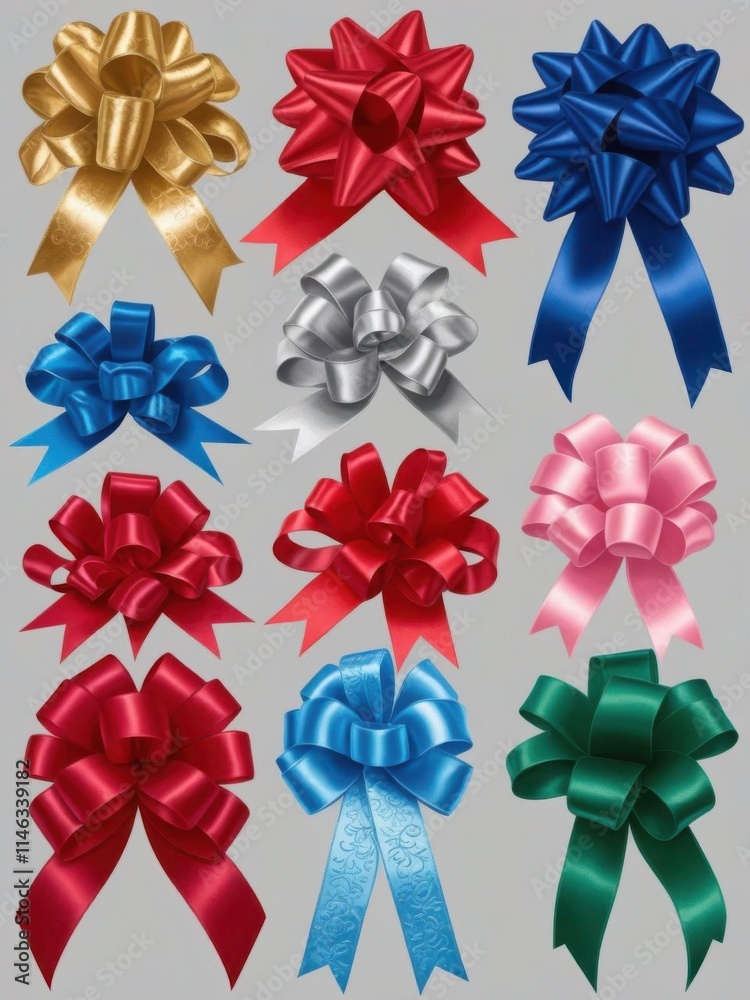 set of bows with ribbons set of bows with ribbons