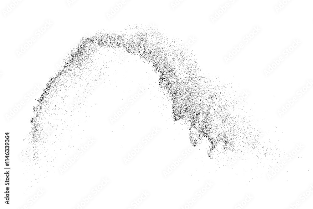 Fototapeta premium Black grainy texture. Abstract dust overlay. Grain noise. Black explosion on transparent background. Splash water effect. PNG format.