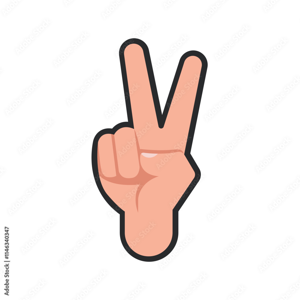 two finger hand gesture in outline flat vector design. two finger hand gesture in outline flat vector design.
