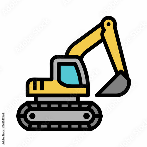 Smooth Excavator Illustration for Industrial Branding.