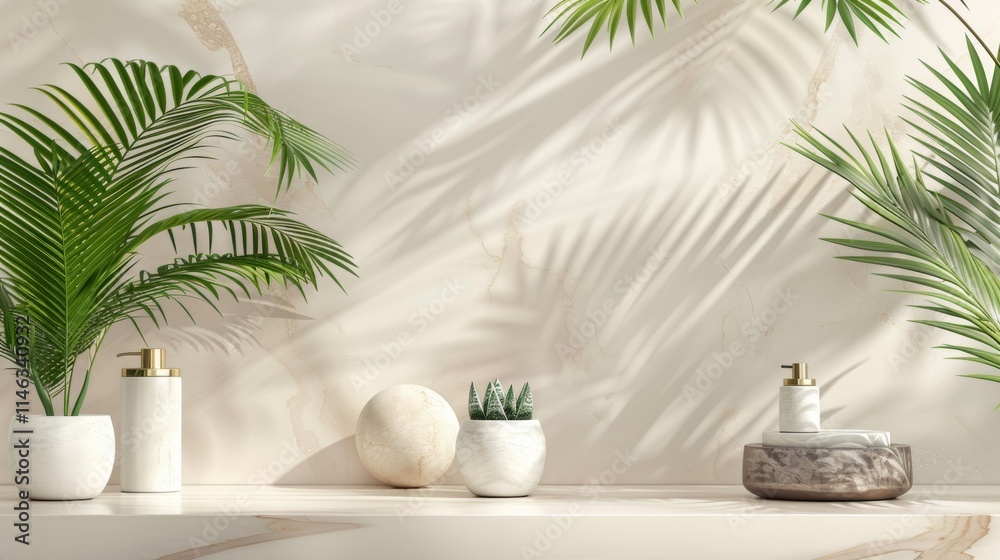 Minimalist home decor with potted plants and ceramics Minimalist home decor with potted plants and ceramics