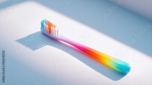 Colorful softbristled toothbrush on white background photo