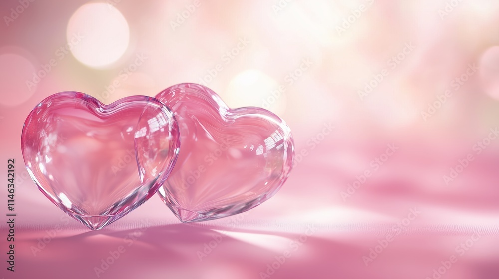 Valentine's Day banner, background with pink valentines, greeting card design, two hearts Valentine's Day banner, background with pink valentines, greeting card design, two hearts