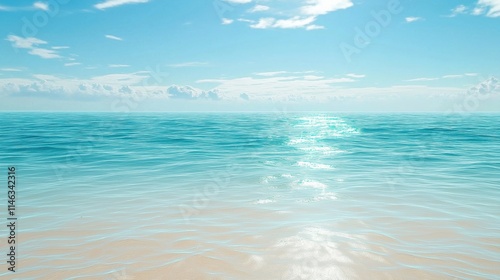 Beautiful beach with blue sky and clouds and calm water