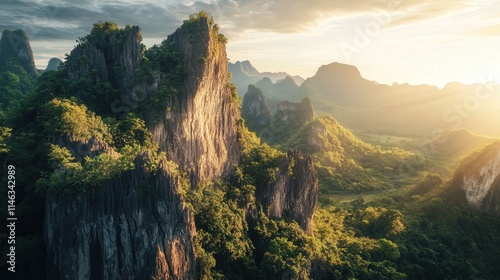 Chang Phuek, with a majestic rocky mountain towering above. photo