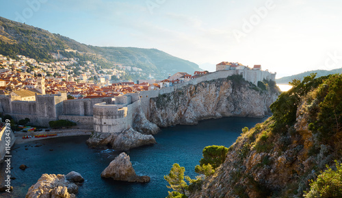 Panorama of old town of Dubrovnik city, Croatia