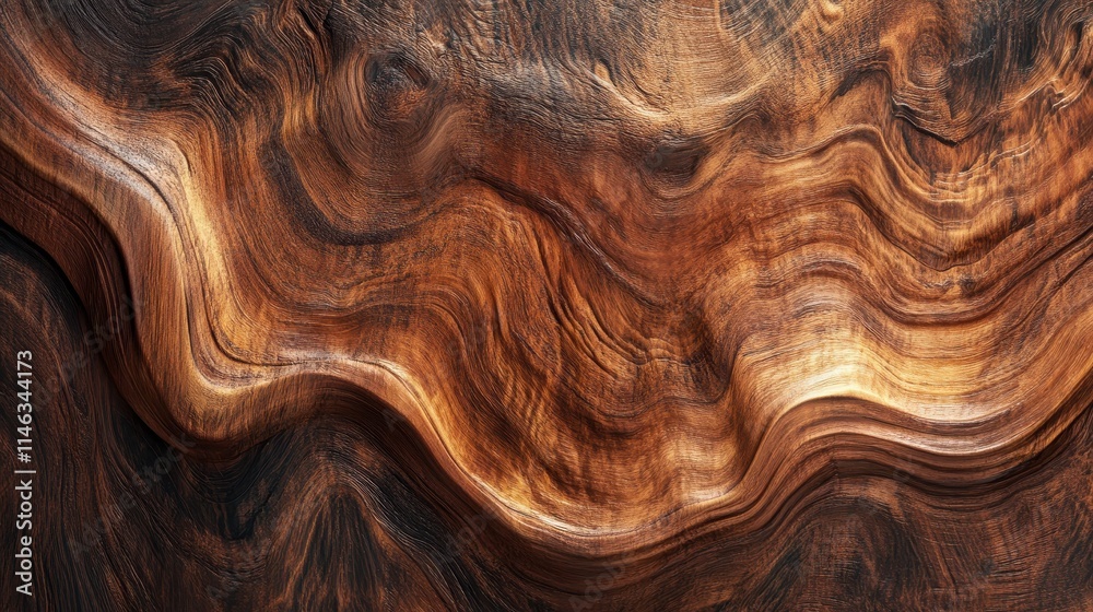 Unique swirled patterns of natural wood texture showcase intricate details and rich tones from a close-up perspective Unique swirled patterns of natural wood texture showcase intricate details and rich tones from a close-up perspective