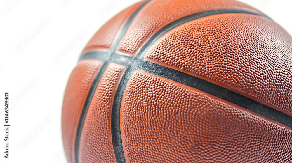 An orange basketball with black stripes sits on a light gray surface.
An orange basketball with black stripes sits on a light gray surface.