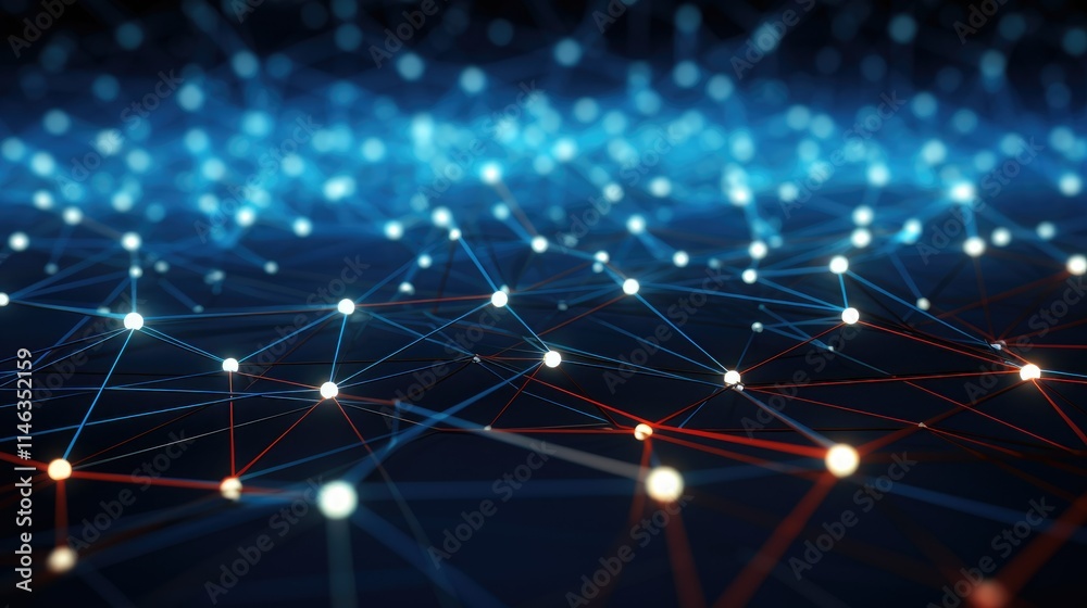 Network connection lines with bright nodes Network connection lines with bright nodes