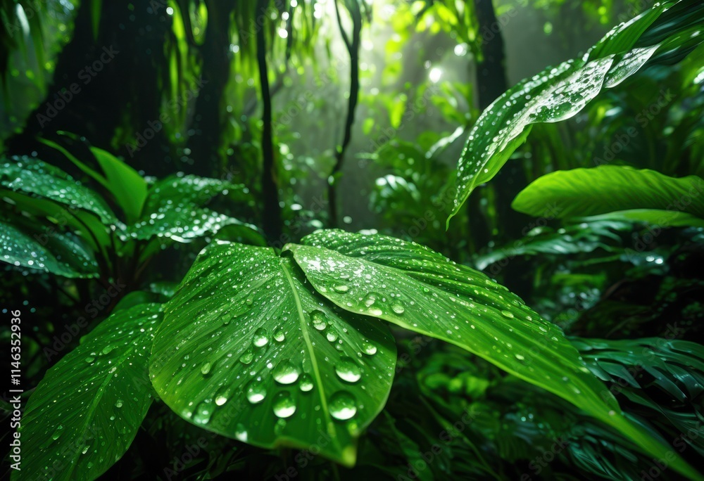 vibrant green foliage adorned lush water droplets glimmering after refreshing rainfall capturing essence, dew, leaves, nature, drops, freshness, texture vibrant green foliage adorned lush water droplets glimmering after refreshing rainfall capturing essence, dew, leaves, nature, drops, freshness, texture