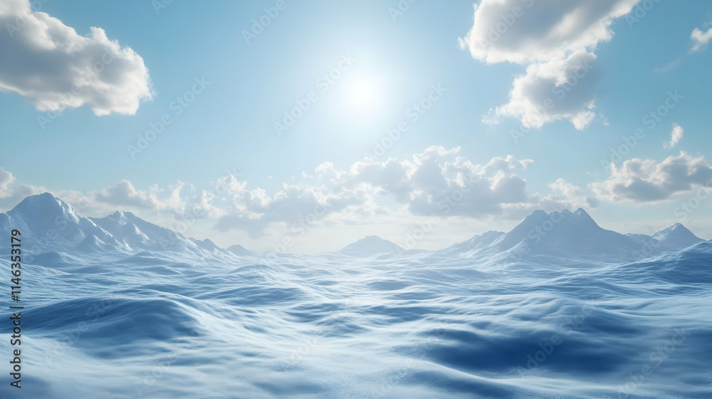Naklejka premium Snowy Mountain Landscape 3D Render