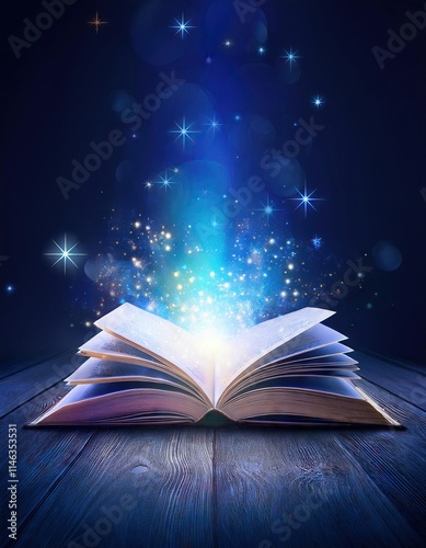 magic book with magic light