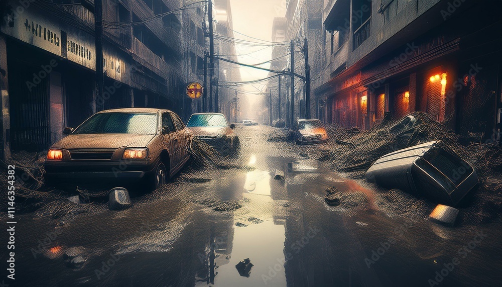 A haunting silence blankets the damaged city.  